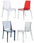 Židle z transparentního plastu, průhledné židle